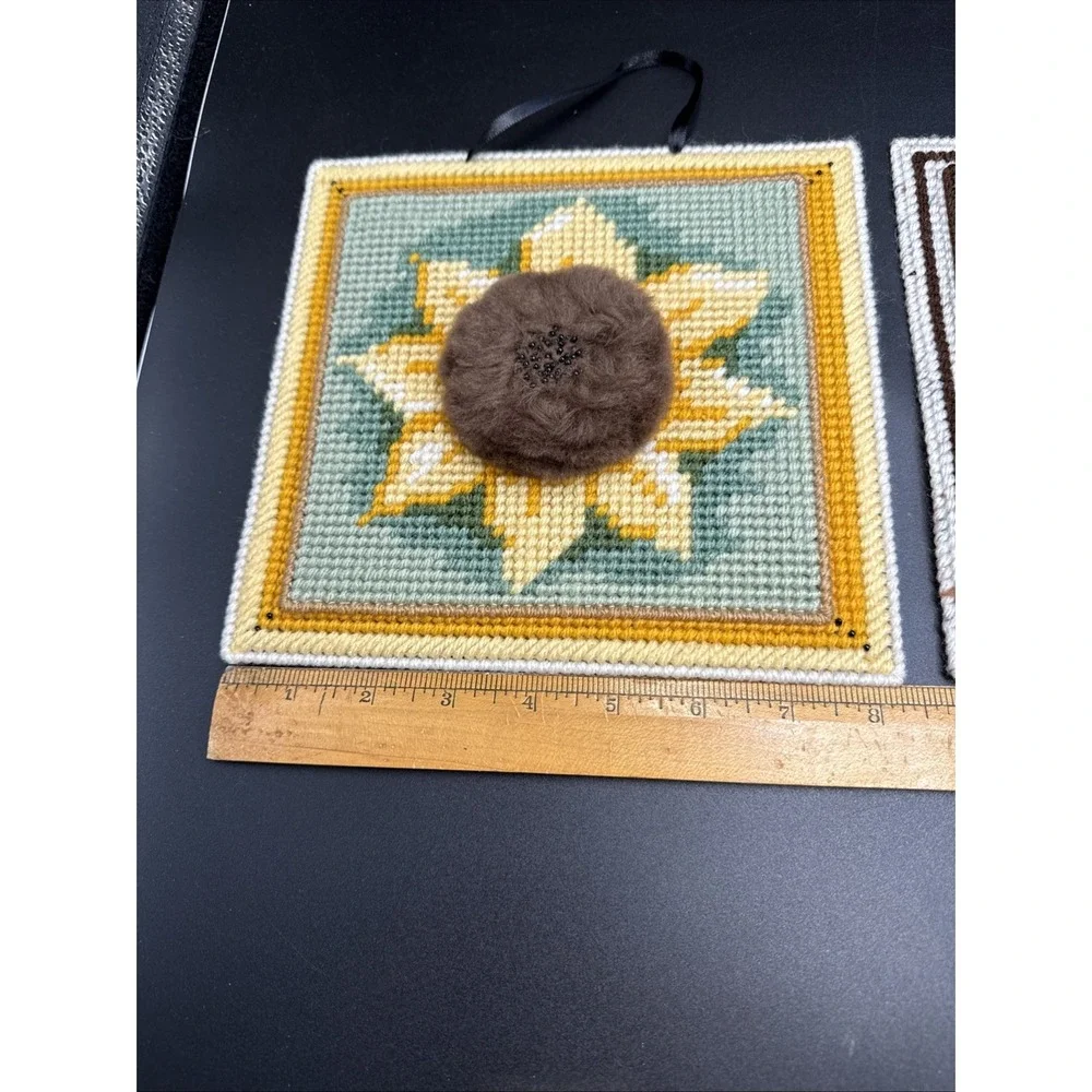 Plastic Canvas Completed Wall Decor Door Hanger Flowers Approx 8
